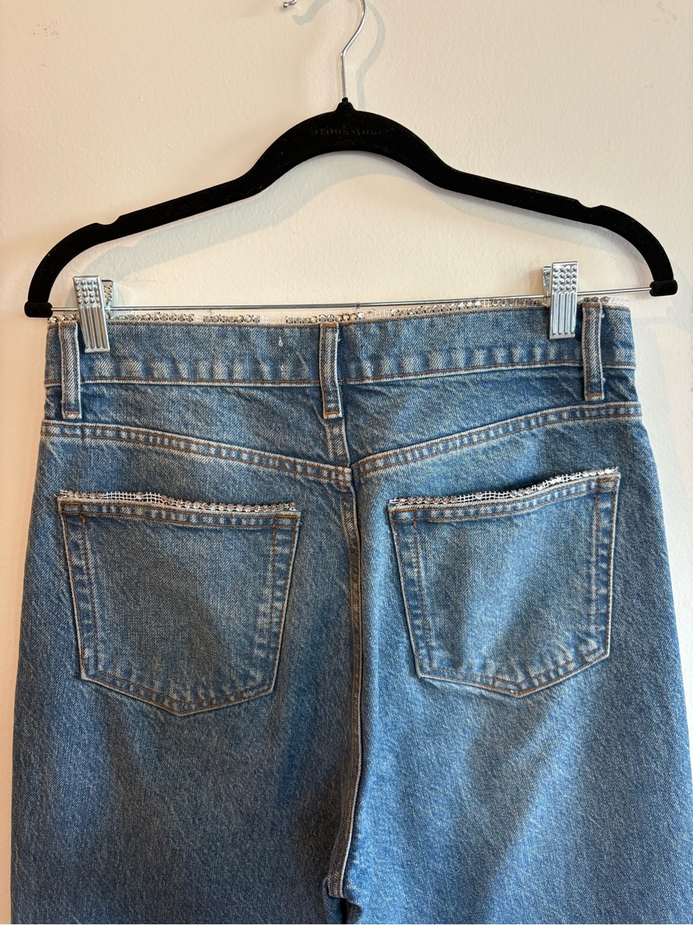 Reformation Mid-Blue Straight Jeans with jewel details - Picture 3 of 5